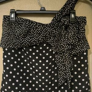 Ladies J. Crew 1 strap black/white polka dot top sz Large